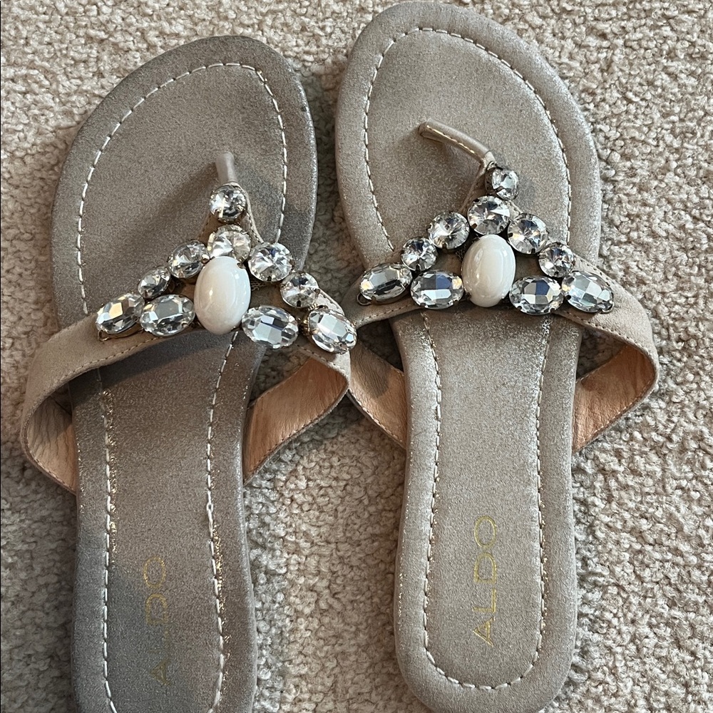 Aldo Silver Embellished Sandals